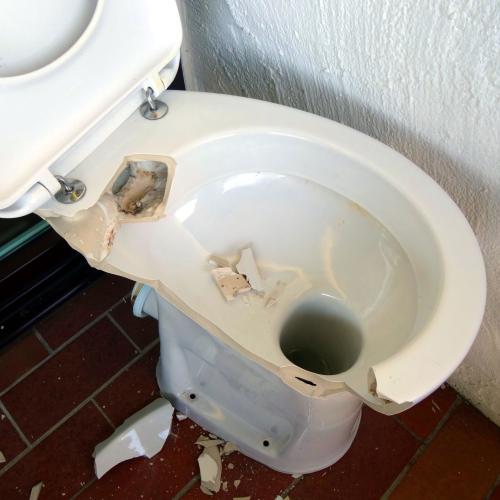 A broken toilet