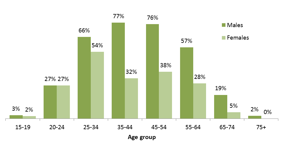 City of Boroondara residents who worked full-time by age group and gender Census 2011 - Figure 1