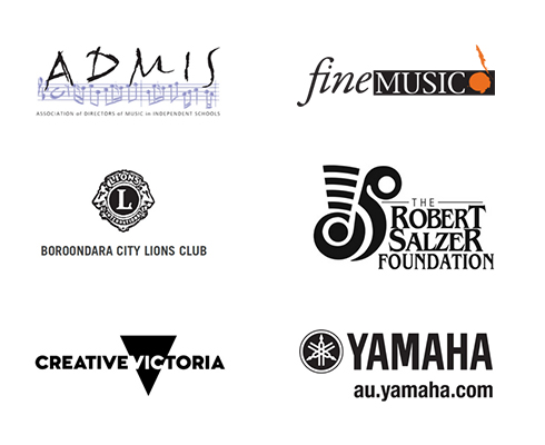 Eisteddfod Benefactors include ADMIS, Boroondara Lions Club, Robert Salzer Foundation, Creative Victoria, Fine Music Victoria and Yamaha