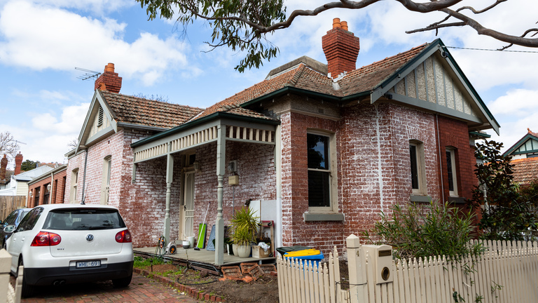 House exterior being renovated,