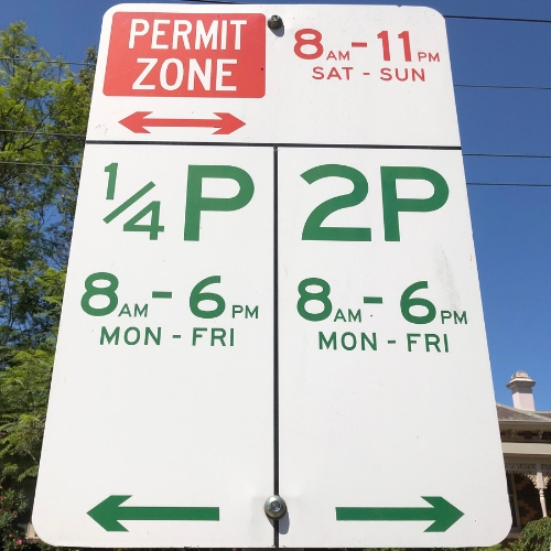 Example parking sign showing days of the week