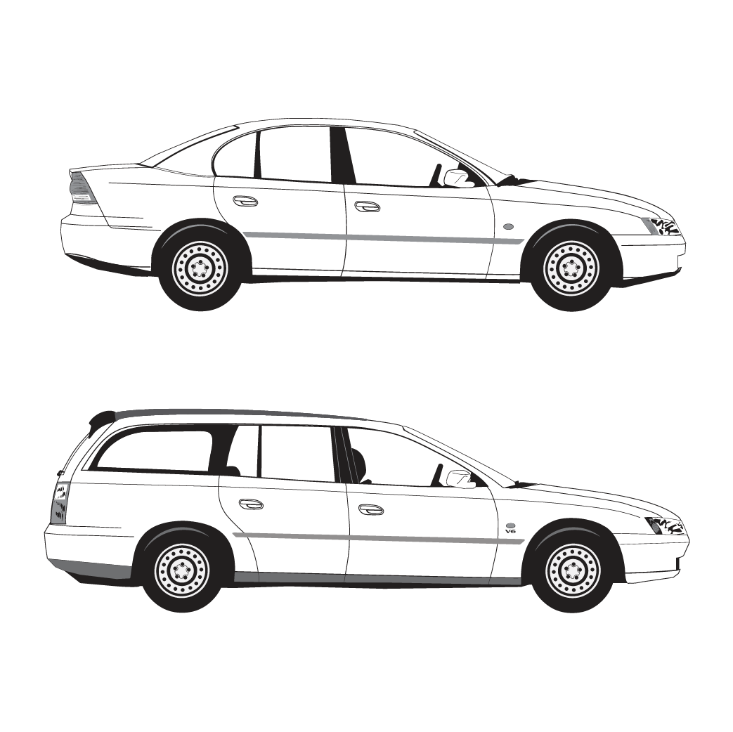 Illustration of a saloon and station wagon cars