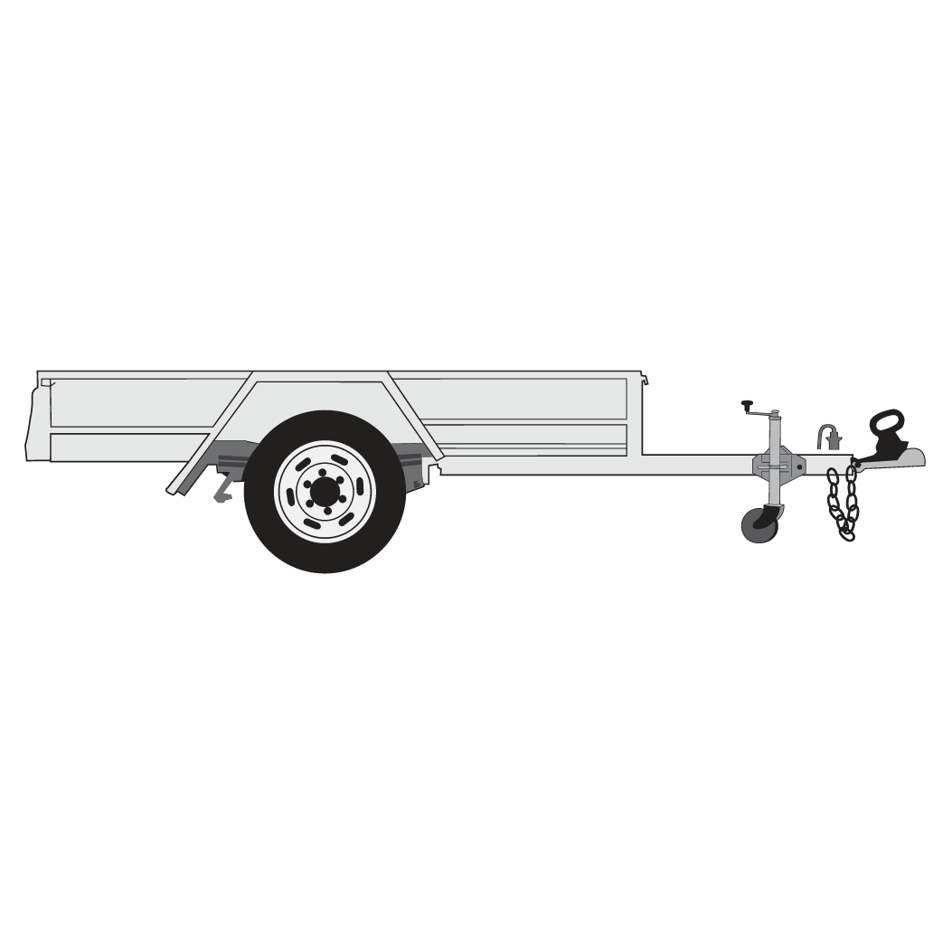 Illustration of a large level single axle trailer 