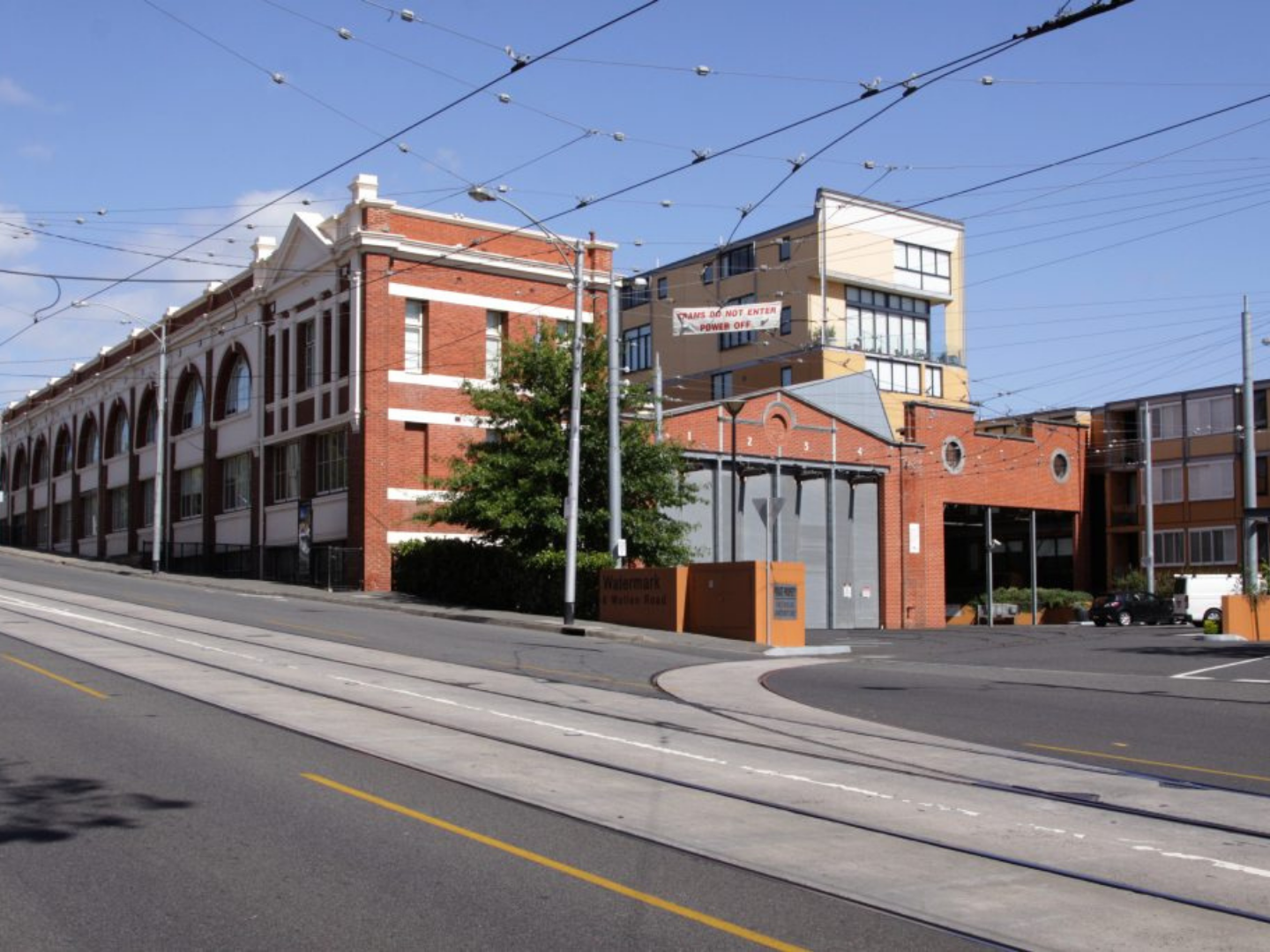 Exterior view of Hawthorn Tram Depot on a sunny day.