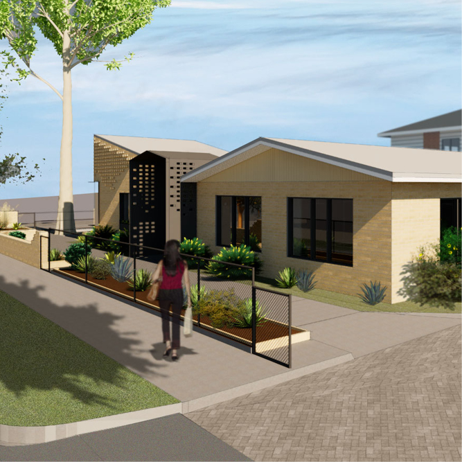 an artists impression of the outside of the Alamein Neighbourhood House