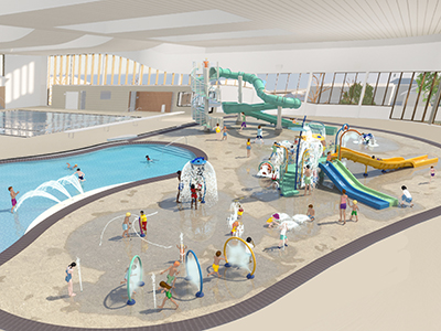 a design concept of the aqua play area at new Kew Recreation Centre