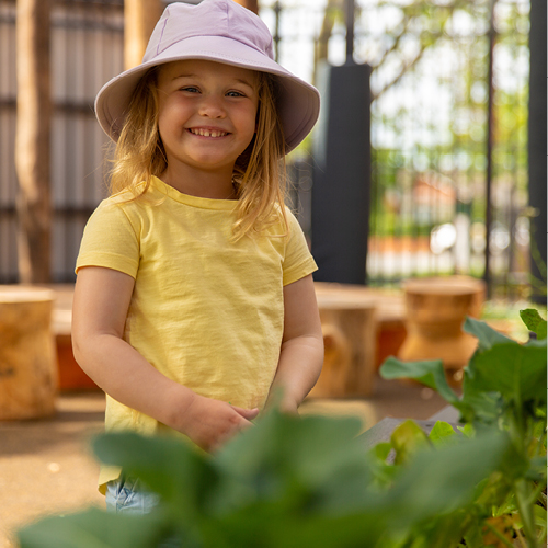 A young child in the garden