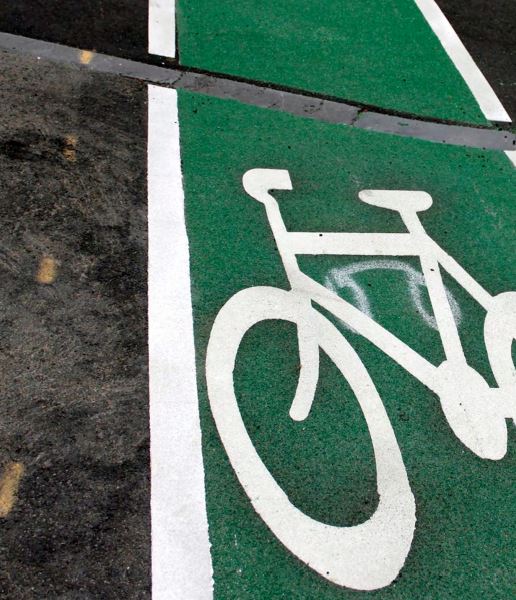 A bike path along a road