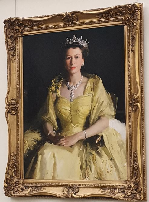 A portrait of Queen Elizabeth the second