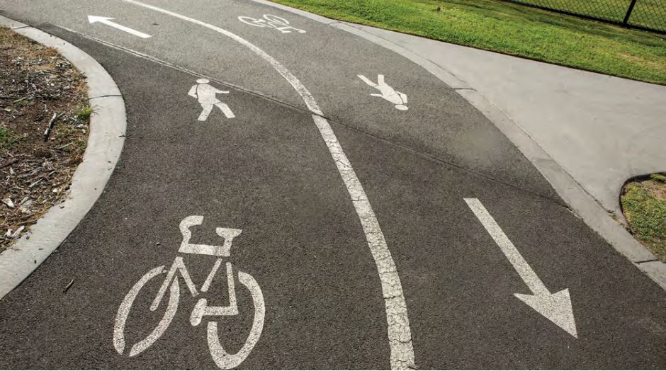 A shared bike path for bicycles and pedestrians