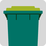 kerbside organic waste bin with lime-green lid