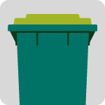 kerbside organic waste bin with lime-green lid