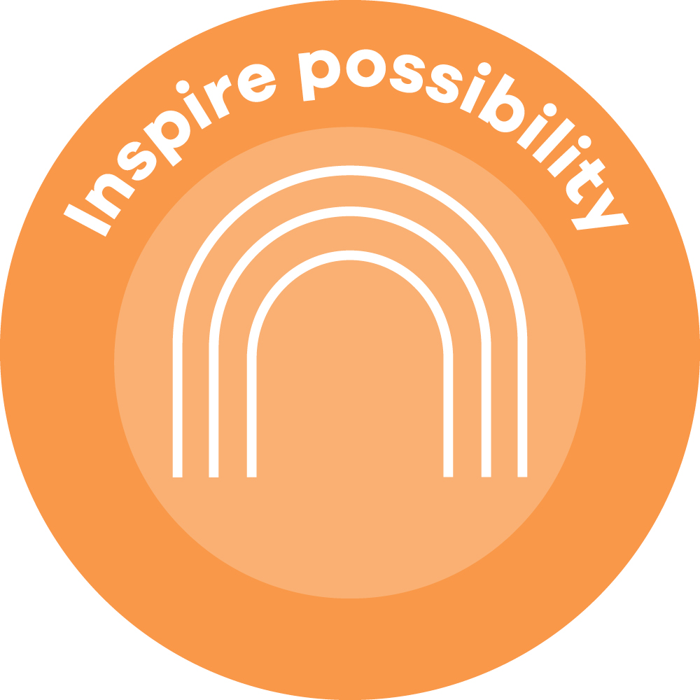 Three arches with the words 'Inspire possibility' above them