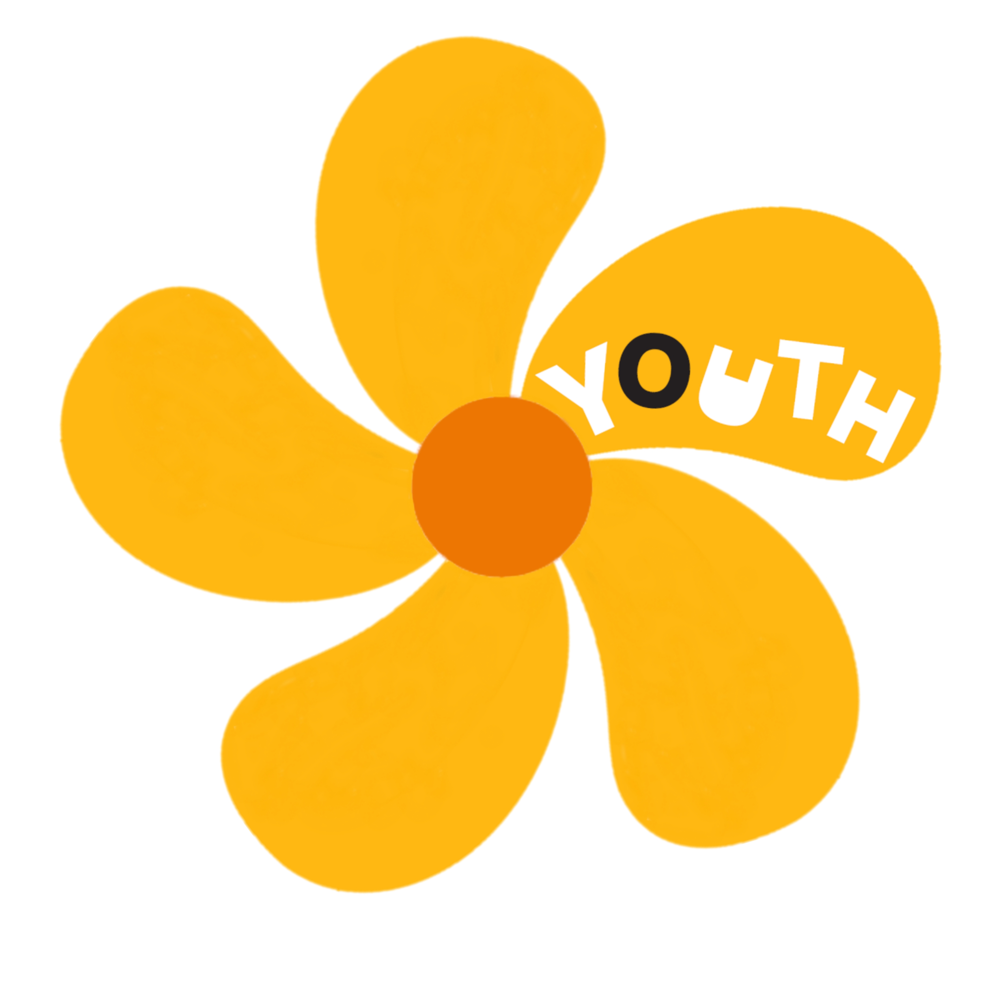 The Bloom Podcast logo - a yellow flower with the word 'Youth' on a petal