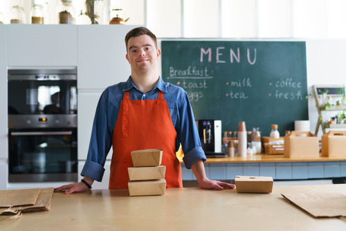 A person working at a cafe