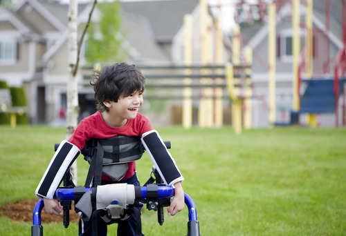 A child with disability in the park