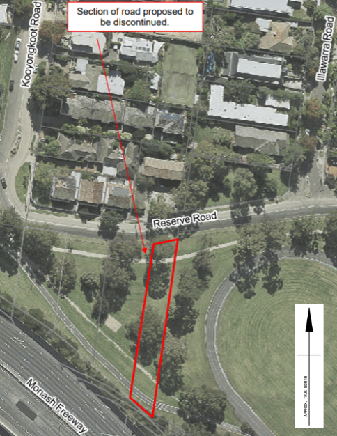 Aerial photo of Road south of Reserve Road