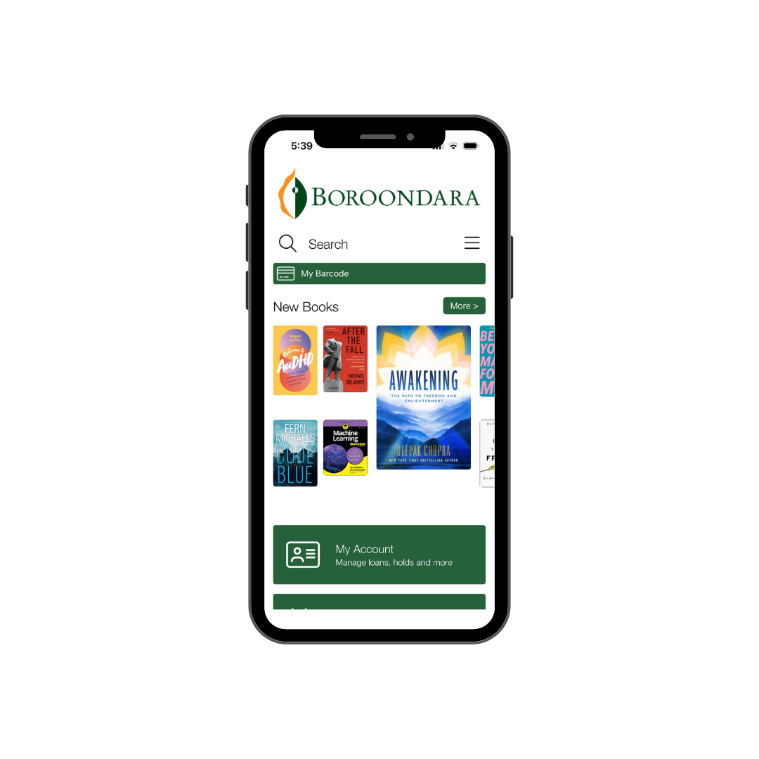 A library app on a mobile phone screen