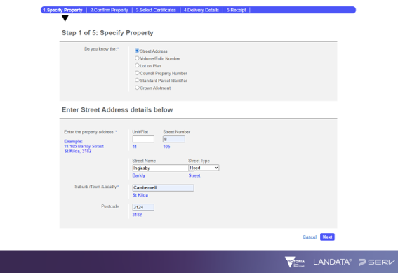 A form with fields to input a street address.