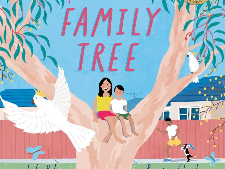 Cover of Family Tree- two children sitting in a tree