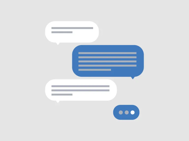 A group of speech bubbles showing a conversation going back and forth between two people