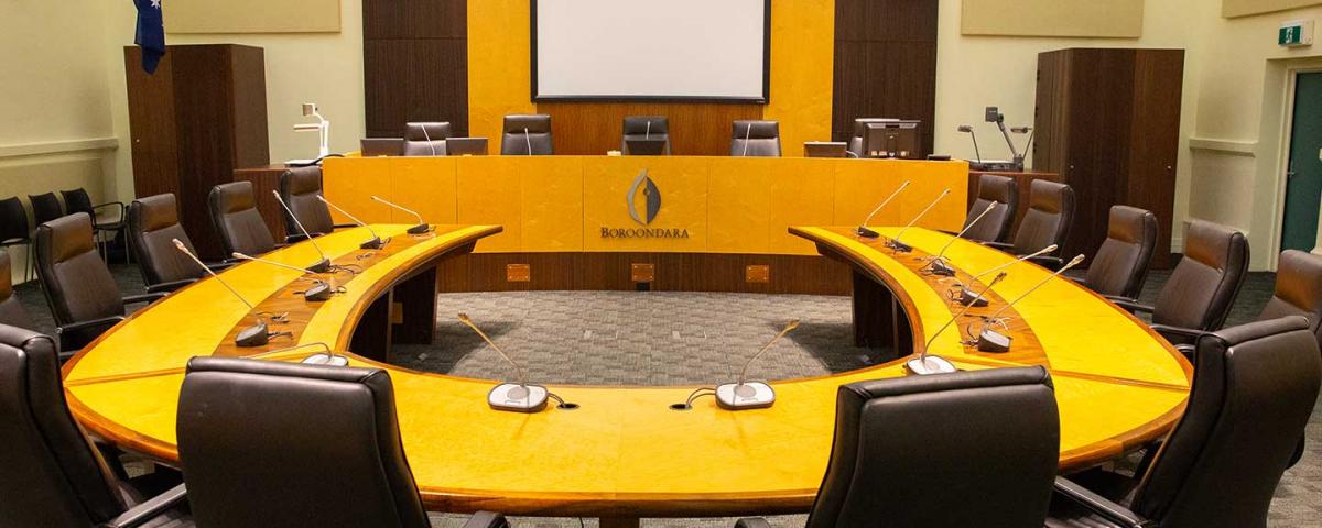 Empty council chamber 