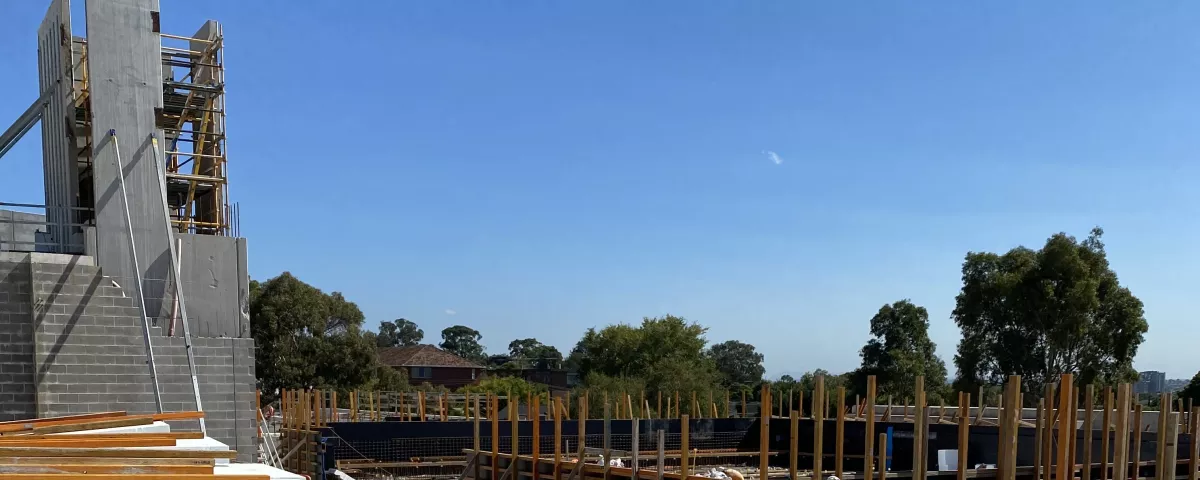 Construction site showing scaffolding