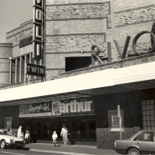 Black and white historical photo of the Rivoli Theatre in Camberwell