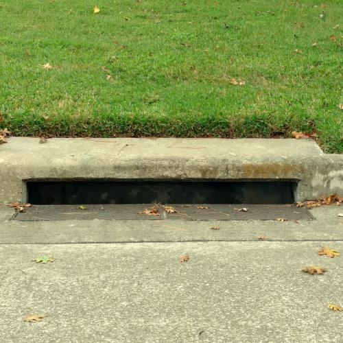 A stormwater drain on the street