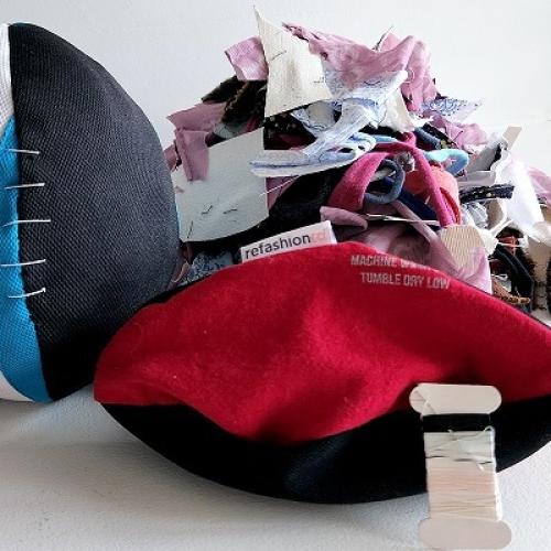 Scraps of fabric sewn together to make footballs