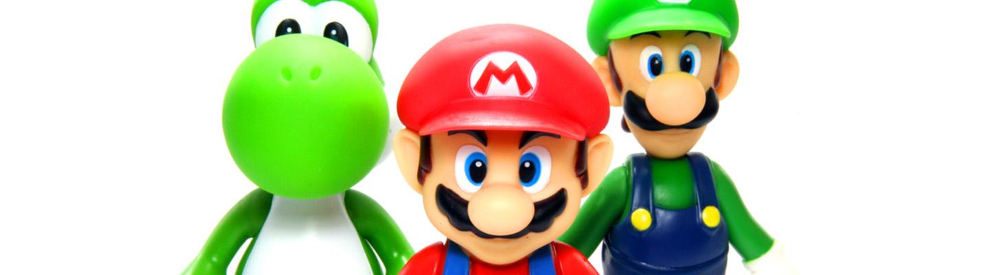 A close up of Mario, Luigi and Yoshi from Nintendo