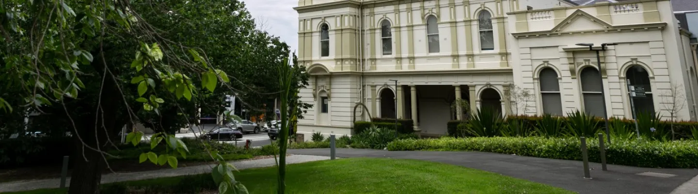 Boroondara City Council building from street level showing the clocktower