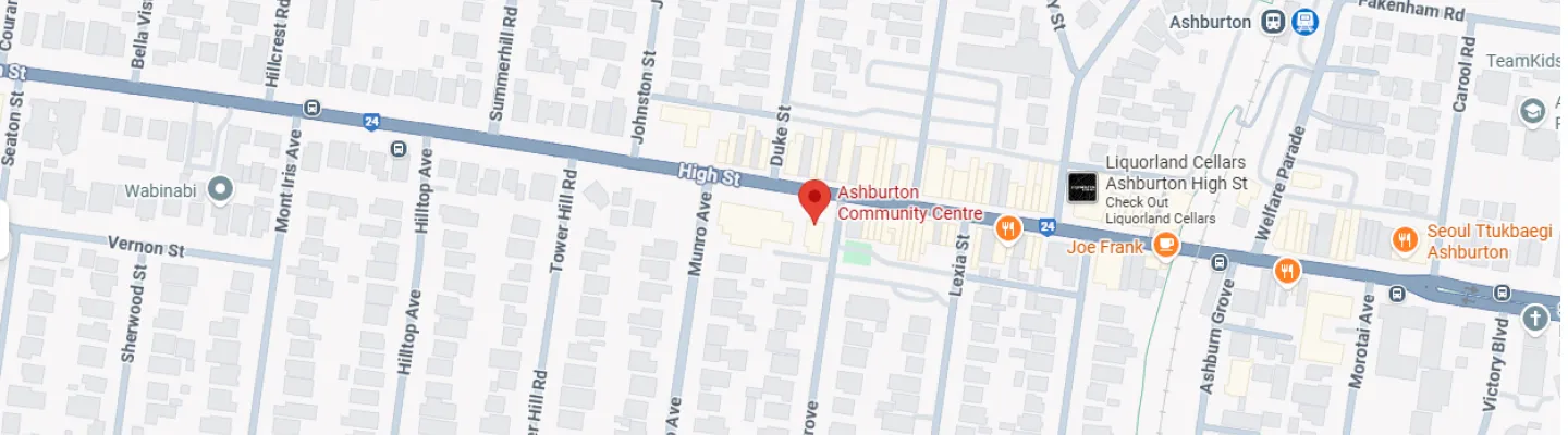 Map of High st Ashburton, a pin is on Ashburton Community Centre