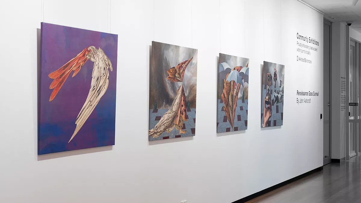 Installation view of 'Renaissance Goes Surreal' by John Ashcroft at Town Hall Gallery