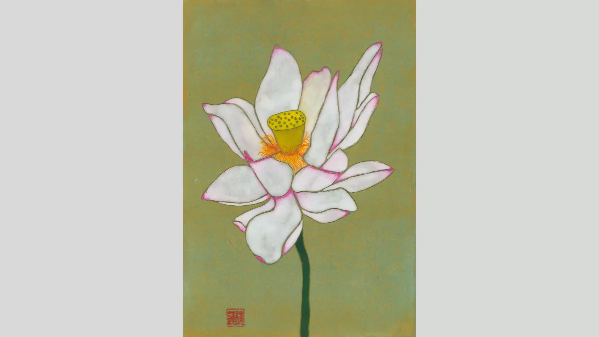 Lauren Ottaway, ‘Portrait 4’, 2020, Japanese and synthetic pigment on silk, 29 x 21.5cm, image courtesy of the artist. Sale price: $600 framed.