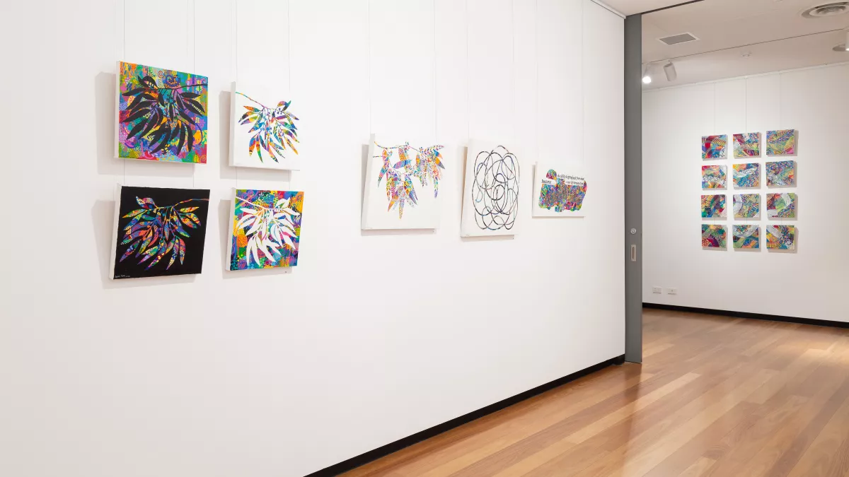 Installation view of Working Under the Shadow of Happiness