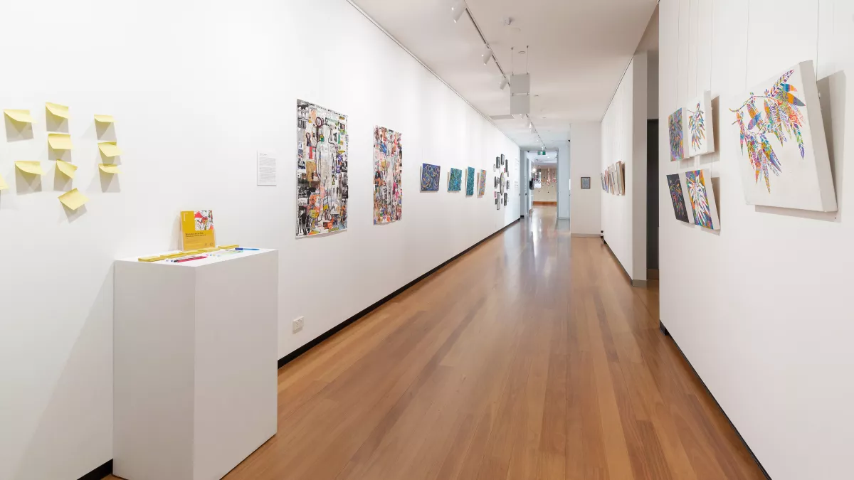 Installation view of Working Under the Shadow of Happiness