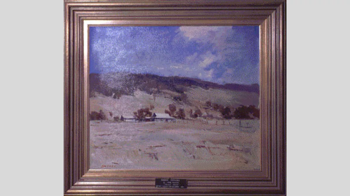 Padocks and farmhouse.