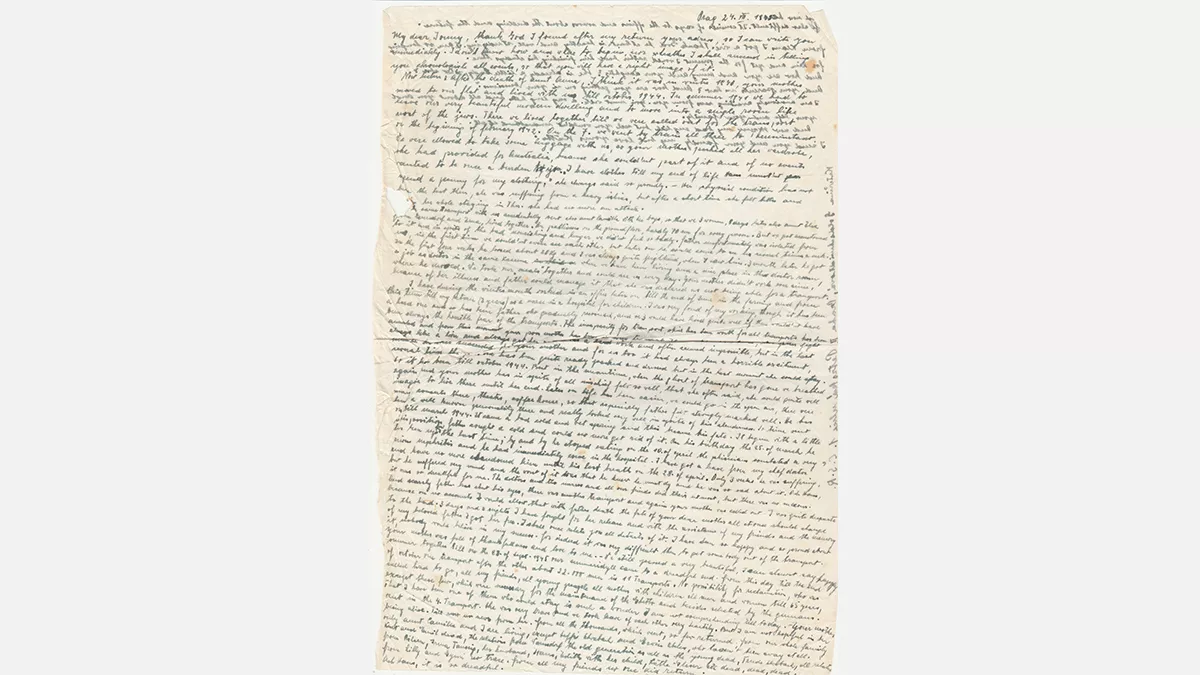 a letter handwritten in ink, in small writing that completely fills the page