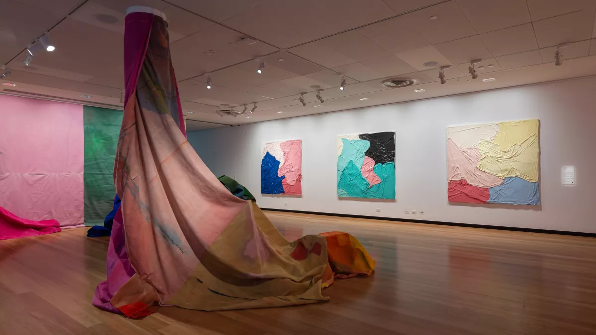 1.	Installation view of ‘Expanded Canvas’ at Town Hall Gallery, April 2022. Artwork featured by Lara Merrett. Photograph by ImagePlay.