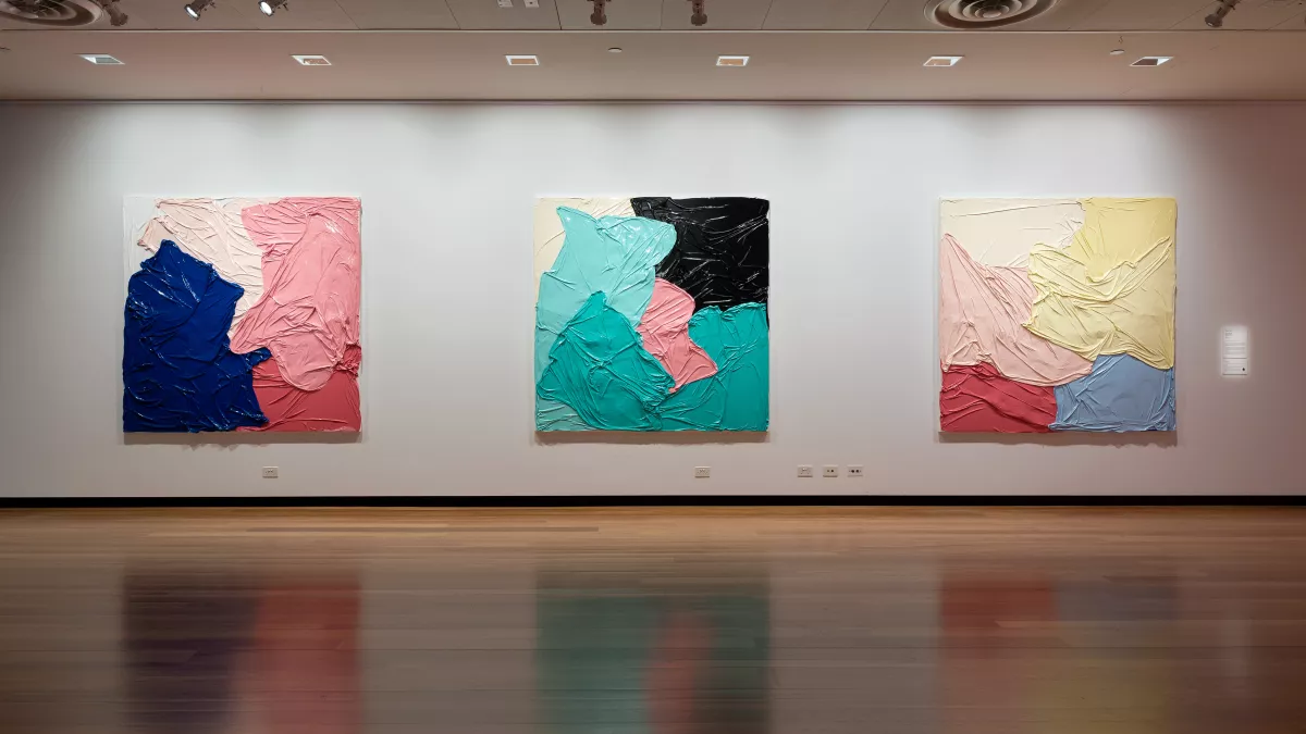 Installation view of ‘Expanded Canvas’ at Town Hall Gallery, April 2022. Artwork featured by Huseyin Sami. Photograph by Christian Capurro.