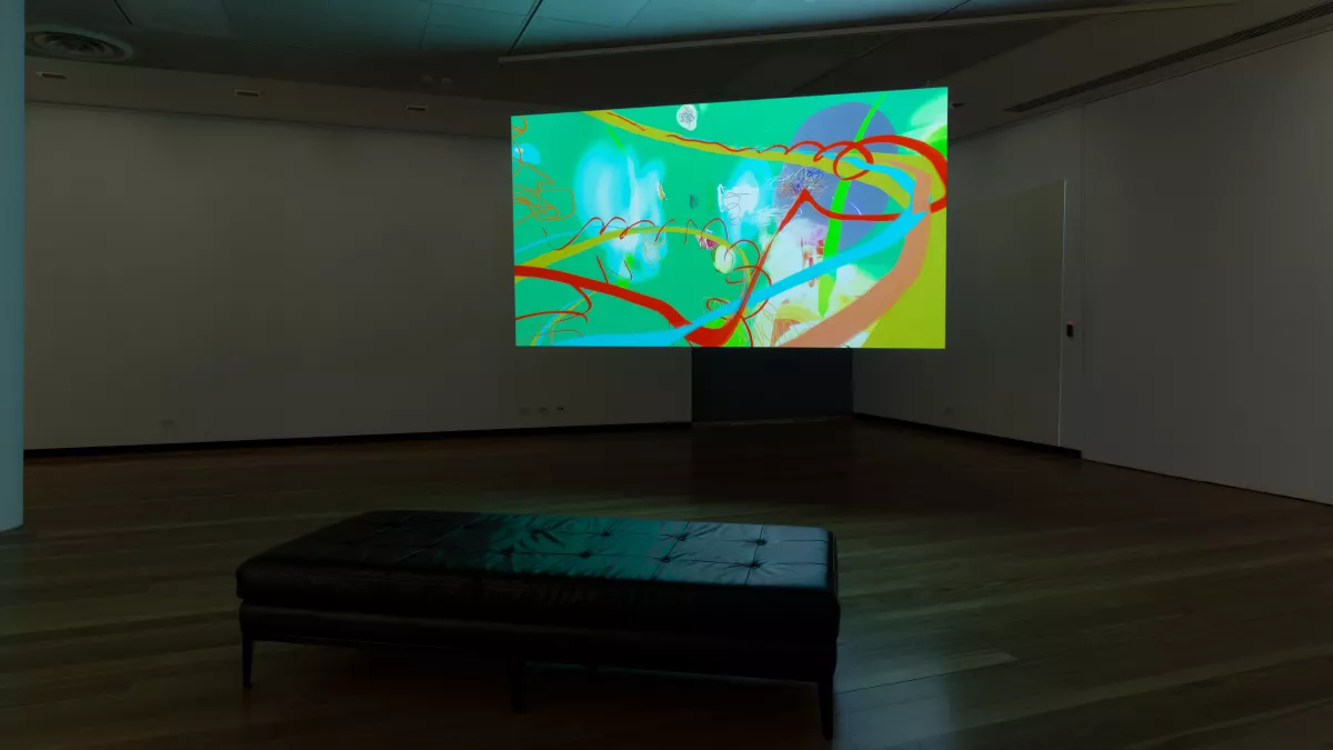 Installation view of ‘Expanded Canvas’ at Town Hall Gallery, April 2022. Artwork featured by David Harley. Photograph by Christian Capurro.