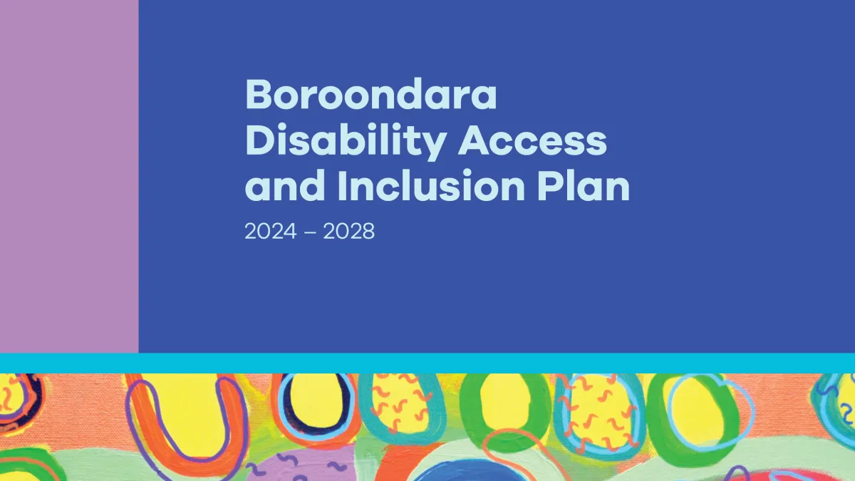 Cover image of Disability Access and inclusion plan showing colourful abstract drawing
