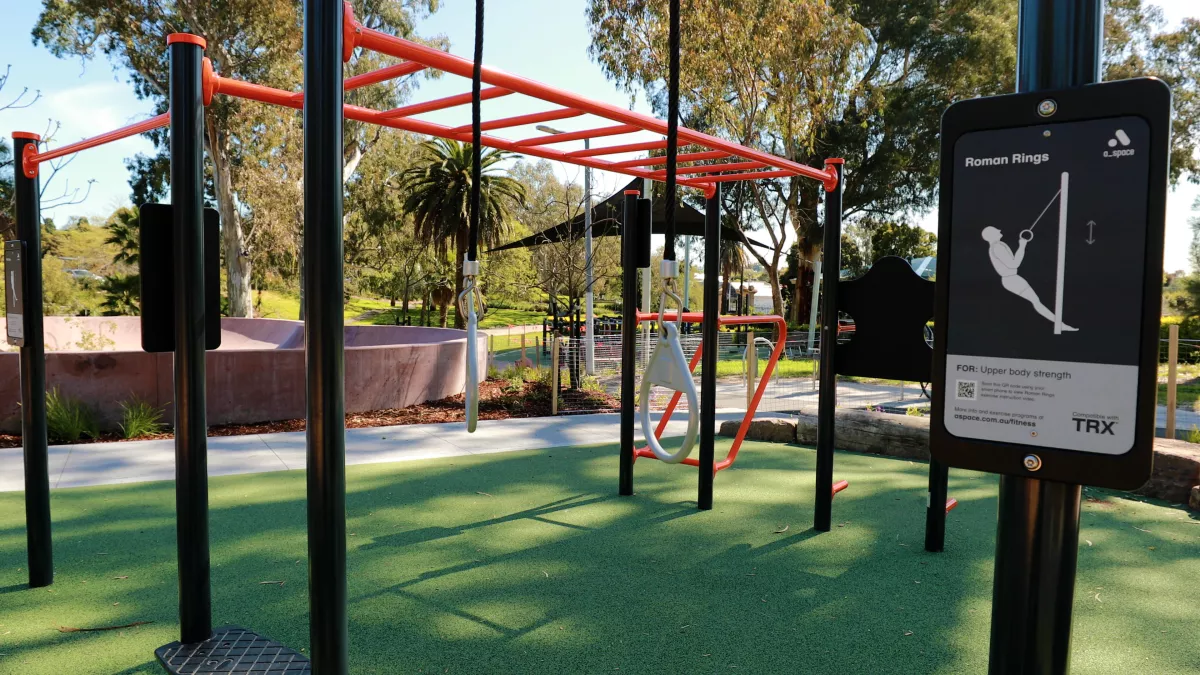 An outdoor fitness monkey bar