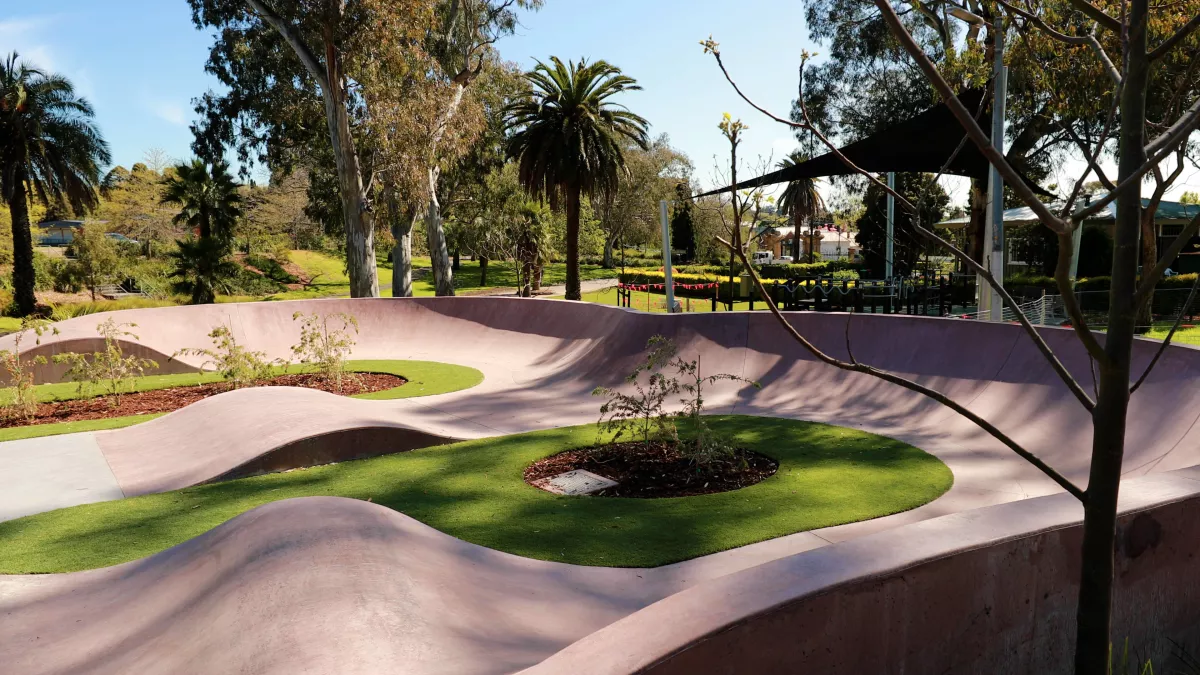 Sinuous paths wind around a playground