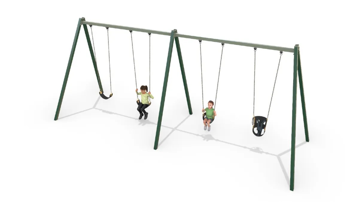 Artist impression of a swing set with 4 swings
