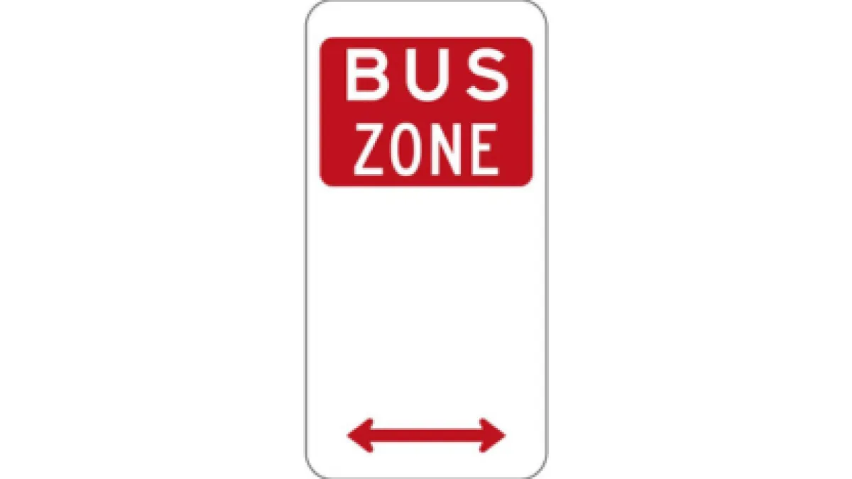 'Bus Zone' with an arrow pointing left and right