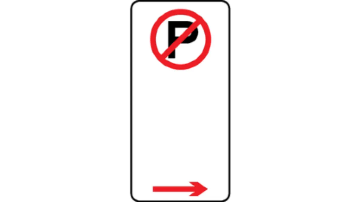 "P" inside a red circle with a cross with it, and a red arrow pointing to the right. 