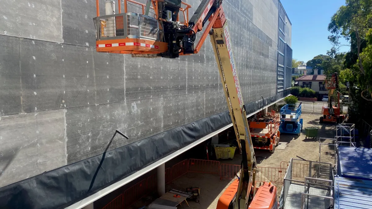 A crane in a construction zone