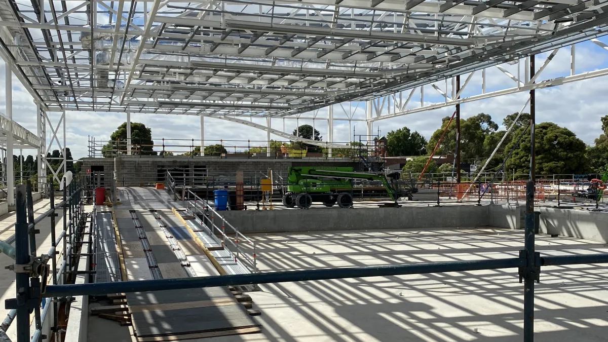 Steel frame for a building under construction